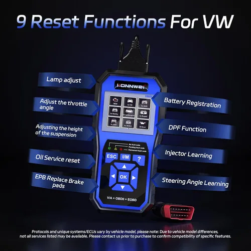 Vista 2 de KONNWEI Escáner OBD2 Compatible con VW Audi Skoda Seat, Herramienta de Diagnóstico de Sistema Completo OBD2 con Registro de Batería, Lector