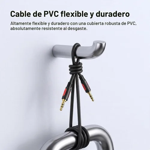 Vista 5 de Cable de audio auxiliar macho a macho de 3.5 mm, 3 pies, cable AUX para auriculares Beats, iPods, iPhones, iPads, equipos estéreo