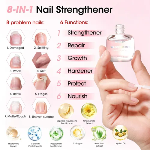 Vista 3 de Gellen Kit de cuidado de uñas con 10 herramientas de manicura: fortalecedor Aroma de flor de cerezo