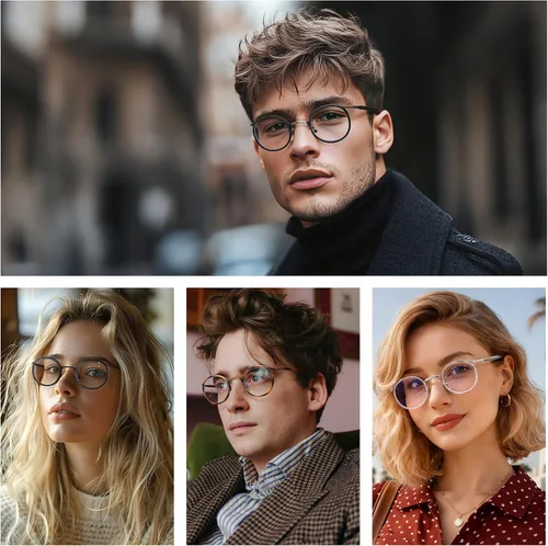 Vista 7 de Dollger Gafas redondas con bloqueo de luz azul, marcos retro con olor a Negro