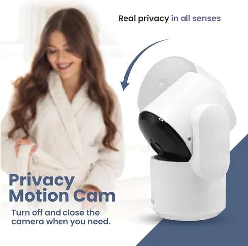 Vista 4 de VTA+ Cámara de seguridad WiFi para interiores 2K - Detección de movimiento, visión nocturna, modo de privacidad, compatible con Alexa/Google, audio