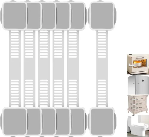 Vista 10 de Paquete de 2 cerraduras de seguridad a prueba de bebés seguras para niños, para gabinete, cajón, refrigerador, horno, lavavajillas, puertas, asiento