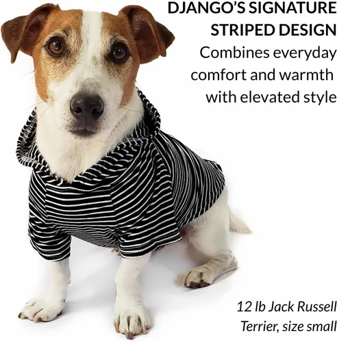 Vista 7 de DJANGO Sudadera con capucha para perro, cálido, ligero, suave y elástico para perro, con capucha, orificio para arnés y cintura elástica, sudadera