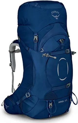Vista 2 de Osprey Ariel 65L Mochila de senderismo para mujer, Azul Cerámico, WXS/S, Ajuste extendido Cerámica Azul - Ajuste Extendido