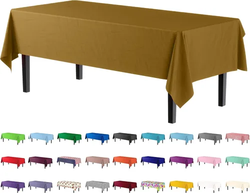 Vista 49 de Party Solids Paquete de 4 manteles de plástico color azul aguamarina, 54 x 108 pulgadas, mantel desechable para fiestas y pícnics