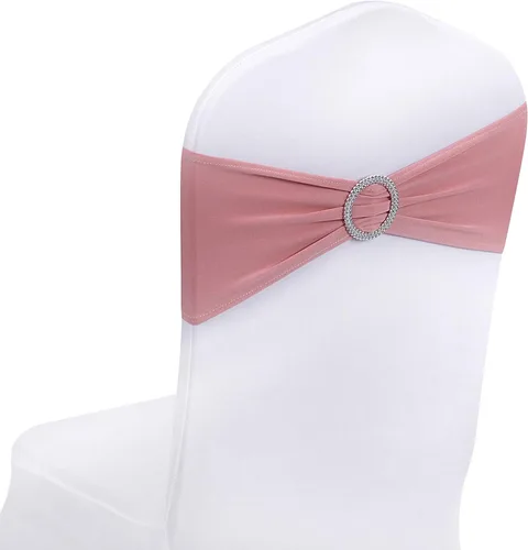 Vista 14 de Peomeise - 25 bandas elásticas de elastano negro para sillas con hebilla deslizante, para decoración de bodas y fiestas