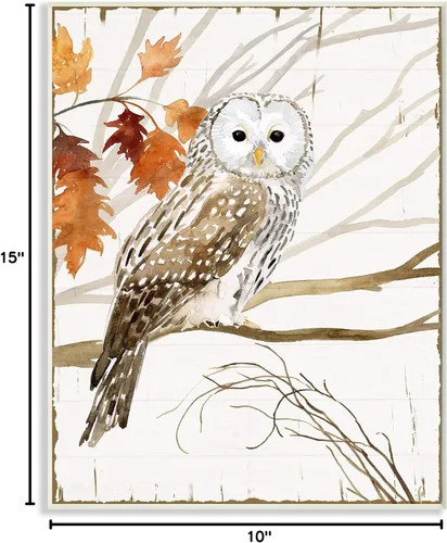 Vista 7 de Stupell Industries Owl in Autumn Forest - Placa de pared con diseño de acuarela, 10 x 15 pulgadas, multicolor