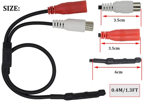 Vista 3 de Micrófono CCTV Dispositivo de recogida de cable de audio Micrófono para exteriores CCTV RCA Micrófono de vigilancia DVR Preamplificador de alta