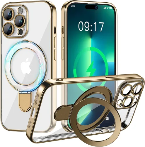 Vista 72 de Funda magnética para iPhone 14 Pro con soporte invisible [compatible con MagSafe] [protector completo de lente de cámara]