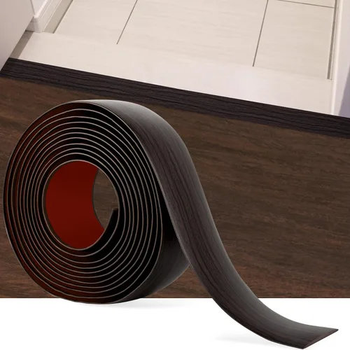 Vista 15 de Tira de transición de piso de 3.3 pies, autoadhesiva, cubierta de vinilo, tira de transición divisora plana, diseño de grano de madera para huecos