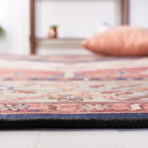 Vista 6 de SAFAVIEH Alfombra lavable Tucson Collection - 2 pies 6 pulgadas x 4 pies, azul óxido, antideslizante y fácil de limpiar, ideal para sala de estar