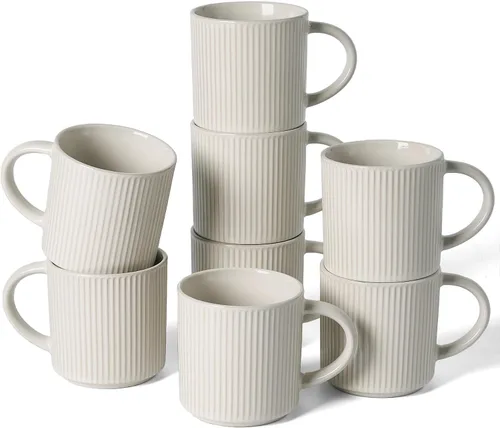 Vista 41 de famiware Juego de 4 tazas de café de 12 onzas, tazas de cerámica con asa Negro (Star-Black)