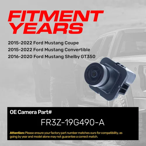 Vista 2 de Master Tailgaters Repuesto para Ford Mustang Coupe (2015-2022), Mustang Convertible (2015-2022), Mustang Shelby GT350 (2016-2020) Cámara de respaldo