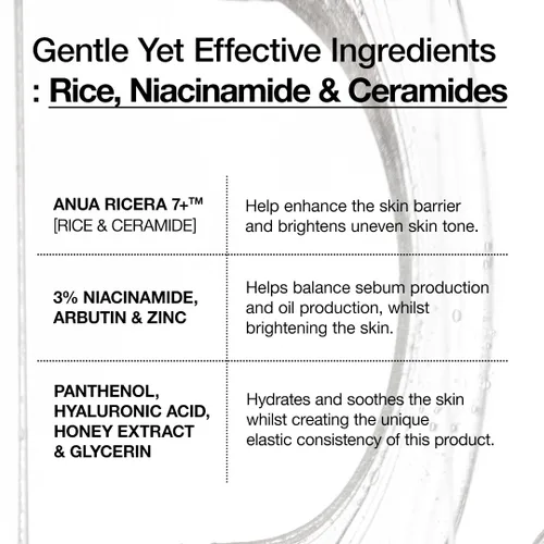 Vista 4 de ANUA Rice Ceramide 7 Suero Hidratante de Barrera, Suero Hidratante para la Cara, Arroz, Ácido Hialurónico, Niacinamida, Sin Fragancia, No