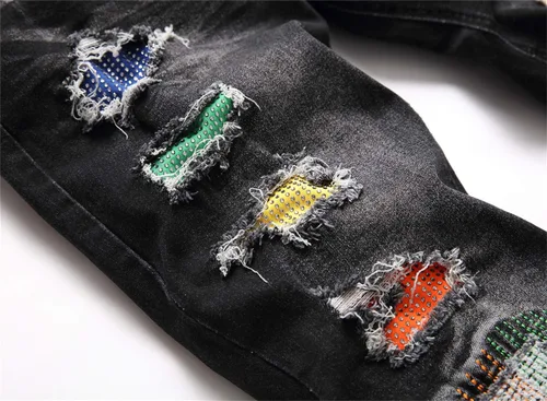 Vista 7 de AITITIA Jeans elásticos de ajuste regular rasgados para hombre