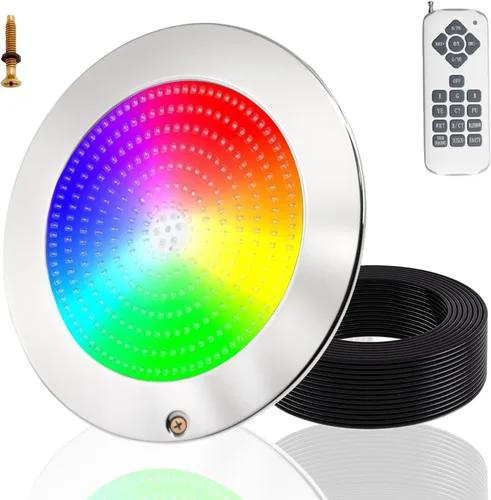 Vista 8 de Luz de piscina de 10 pulgadas para piscina enterrada, luz LED de piscina interior de 12 V CA, control remoto, luces de piscina subacuáticas
