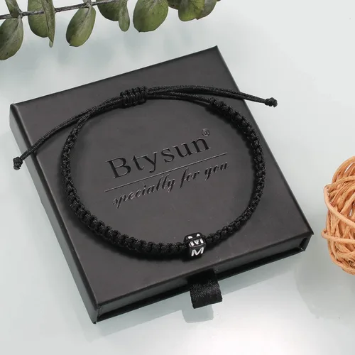 Vista 6 de Btysun Pulseras con iniciales para mujeres adolescentes niñas cuerda tejida trenzada regalos para el Día de la Madre para mamá su novia esposa
