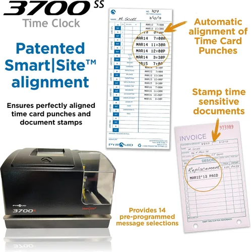 Vista 3 de Pyramid Time Systems Reloj de tiempo resistente 3700ss y sello