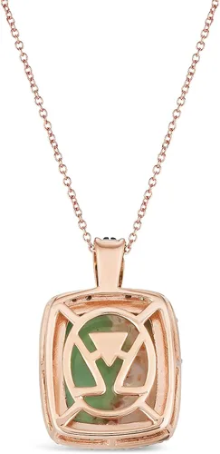 Vista 3 de LE VIAN Collar con colgante rectangular de 4 5/8 quilates con forma de cojín verde Aquaprase para mujer, collar de plata de ley chapada en oro rosa