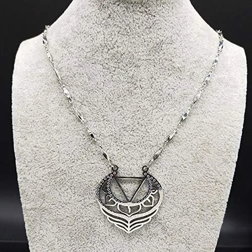 Vista 4 de 2024 New Stainless Steel Flower Necklace Women Feather Silver Color Necklaces Pendants Jewerly Bisuteria