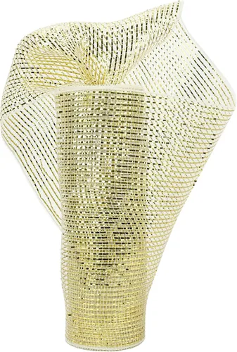 Vista 3 de MEEDEE Cinta de malla dorada de 10 pulgadas de ancho x 30 pies - Rollo de malla metálica decorativa para coronas de árbol de Navidad, guirnalda