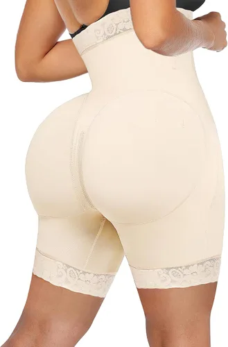 Vista 2 de YIANNA Faja Colombianas para mujer con control de abdomen sin tirantes Beige