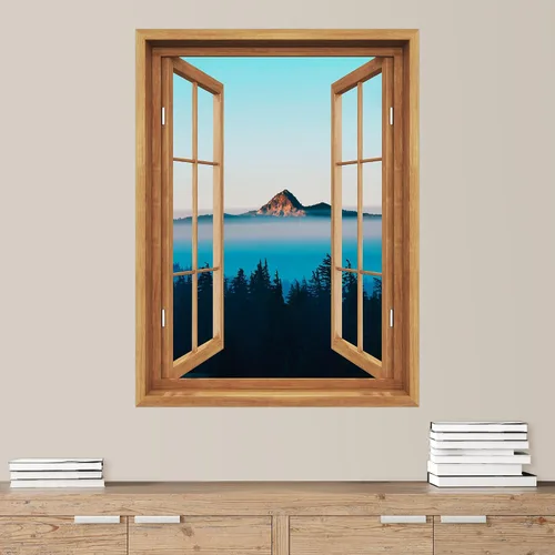 Vista 23 de SIGNWIN Adhesivo mural removible para pared, atardecer cielo naranja, otoño, bosque, árbol, paisaje, naturaleza, arte fino, rústico, paisaje