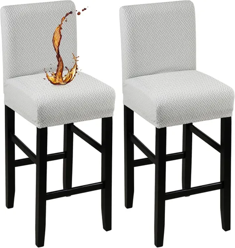 Vista 33 de YISUN - Fundas para taburete de bar, mezcla de forro polar elástico y poliéster, lavables y removibles, para taburete de bar y silla alta, con Beige