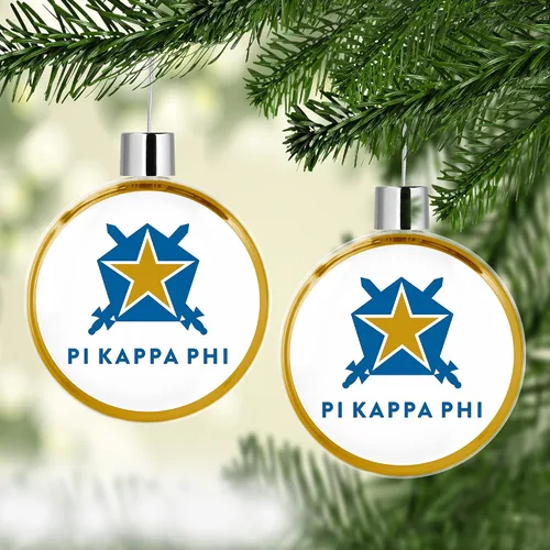 Vista 2 de Pi Kappa Phi Fraternity - Adorno redondo y plano para árbol de Navidad, decoración para fiesta de árbol, decoración del hogar y vacaciones
