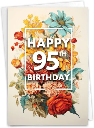 Vista 11 de NobleWorks - Tarjeta de feliz cumpleaños del 95º hito - Tarjeta divertida para niños de 95 años, humor para personas mayores - Ecuación de edad 95