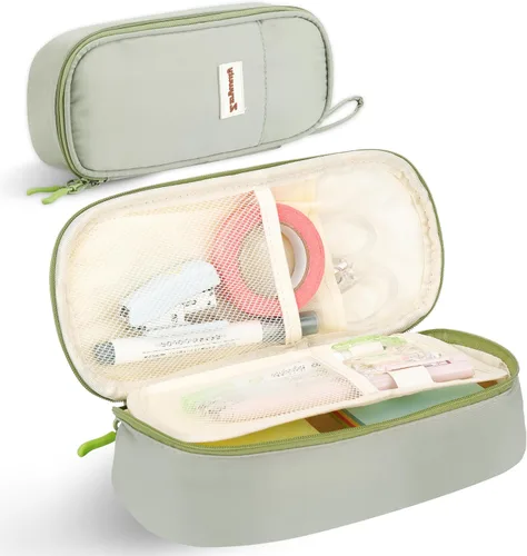 Vista 10 de Zzrywuty - Estuche de bolígrafos con cremallera, estuche de lápices portátil para oficina y viajes, estuche grande para lápices para adolescentes