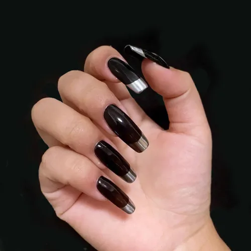 Vista 4 de Polvos holográficos de espejo para uñas, efecto dorado cromado, lentejuelas de polvo metálico puro, gel UV, pigmento de polvo cromado negro