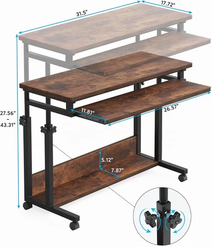 Vista 5 de [Usado] Tribesigns Escritorio portátil para sofá y cama, mesa de computadora portátil de altura ajustable, escritorio pequeño de pie, carrito