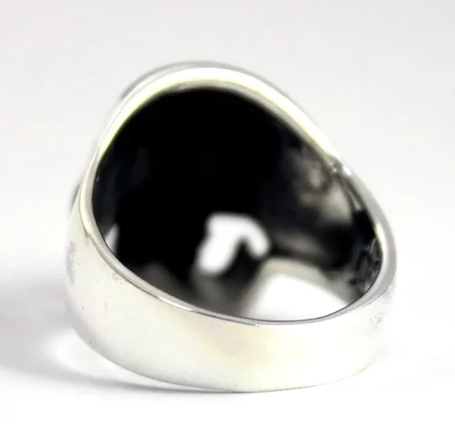 Vista 3 de COSUMOSU Anillos grandes de plata de ley 925 con diseño de calavera punk para hombre