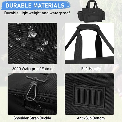 Vista 3 de Bolsa de almacenamiento de disco de golf duradera de gran capacidad con divisores y múltiples bolsillos laterales, color negro