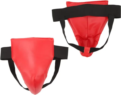 Vista 9 de Protector de ingle de boxeo, protector de entrepierna de boxeo rojo ajustable para artes marciales para niños y jóvenes (M)