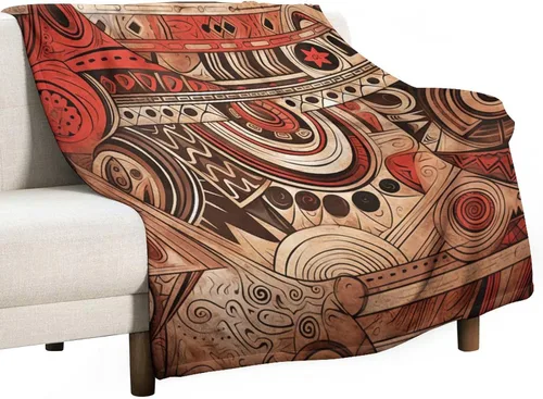 Vista 49 de Mantas de franela con patrón artístico rojo, beige, marrón oscuro, manta de franela de pintura al óleo abstracta de 30 x 40 pulgadas para sofá, cama