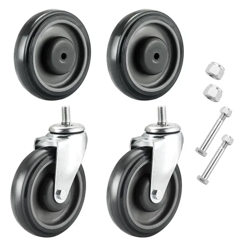 Vista 7 de MYFULLY Kit de ruedas de repuesto para carrito de compras de 5 pulgadas, ruedas de poliuretano escalonadas y completas con herrajes, ruedas