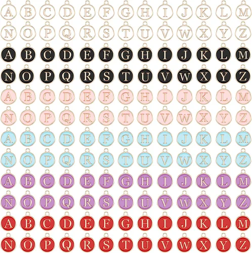 Vista 14 de SANNIX 156 piezas/6 juegos alfabeto ABC letras Charms Capital A-Z Charms DIY pulsera collar colgantes con 200 piezas abiertos Jump anillos