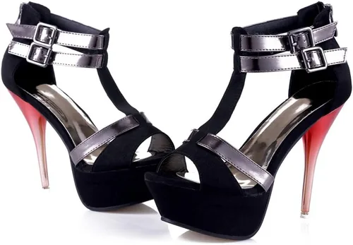 Vista 3 de Gatuxus Zapato abierto de plataforma, para mujeres, con tacón alto, de tiras para fiesta de graduación