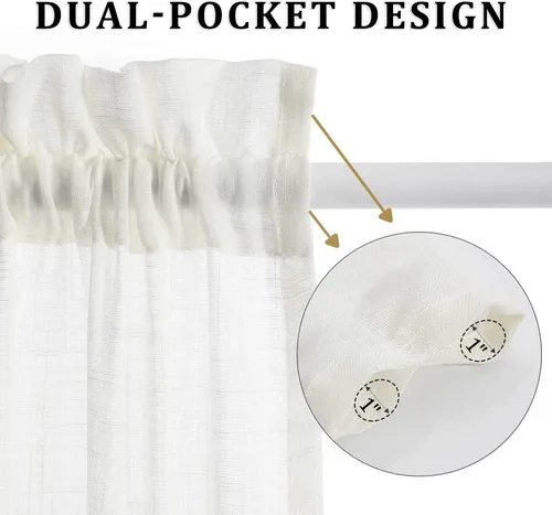 Vista 2 de MIULEE Juego de 2 cortinas para puerta lateral con aspecto translúcido de lino sintético, filtro de luz, cortinas transparentes para ventana y voile