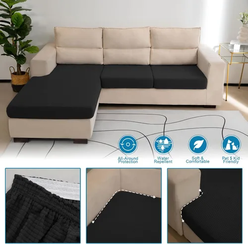 Vista 4 de Funda repelente al agua para cojín de sillón, funda elástica para respaldo individual de sofá seccional, funda para sofá en forma de L para mascotas