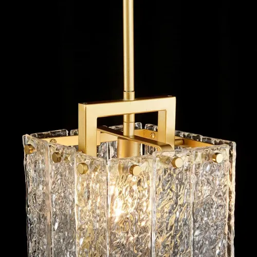 Vista 5 de Shrine Candelabros dorados de iluminación, luz colgante de cristal moderna para comedor, 6.3 pulgadas de profundidad x 19.5 pulgadas de alto