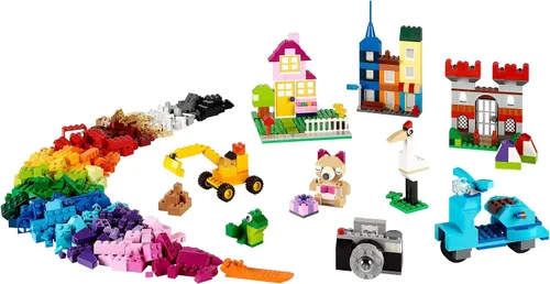 Vista 2 de Lego Classic Set: 10698 Caja de bloques de construcción grande, placas de construcción verdes y azules, placa de construcción blanca y 30403