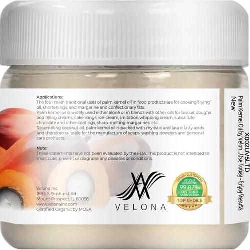 Vista 4 de velona Aceite de almendra de palma orgánico certificado por la USDA, 2 onzas líquidas, aceite portador 100% puro y natural, refinado, prensado