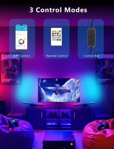 Vista 5 de DAYBETTER - Barra de luz LED inteligente, barras de luz de TV RGBICWW para habitación, juegos, color negro