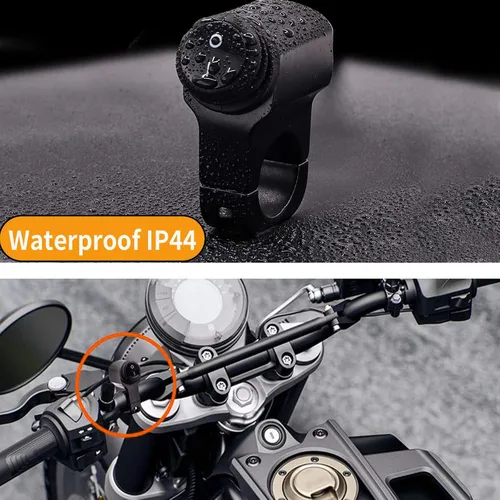 Vista 2 de AL - Interruptor de palanca de aleación IP68 para manillar de motocicleta, interruptor de luz Ourbest de 12 V, se adapta a manillares de 7/8 Negro