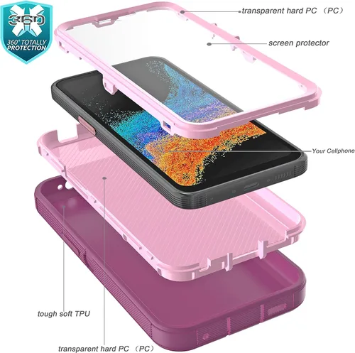 Vista 14 de Funda para Galaxy Xcover 6 Pro con protector de pantalla integrado, a prueba de caídas, funda duradera de 3 capas, a prueba de golpes, funda de goma