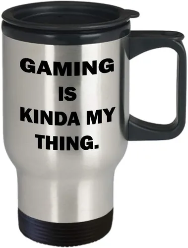 Vista 2 de Regalos para videojuegos, diseño de diseñador, taza de viaje – Gaming Is Kinda My Thing – Vaso de café aislado divertido y bonito regalo