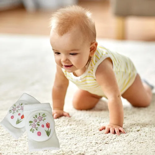 Vista 4 de Rodillera para bebé, rodillera antideslizante para gatear, protectores de rodilla elásticos ajustables para niños, rodillera de algodón suave